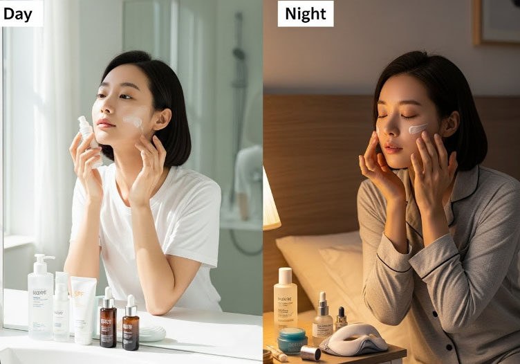 Morning vs Night Korean Skincare Routine 1 Daily skincare steps Korea