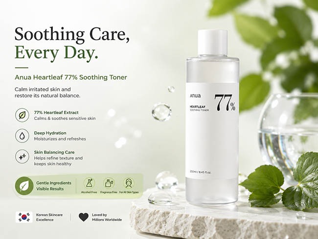 Best Korean Beauty Products for Indian Skin 5 Anua Heartleaf 77 Soothing Toner